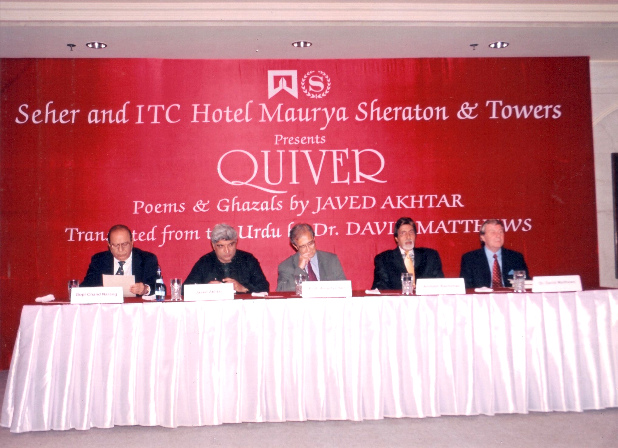 Javed Akhtar’s Book Launch ‘QUIVER’ organised by Seher with Dr. Amartya Sen as the guest of honour,2001